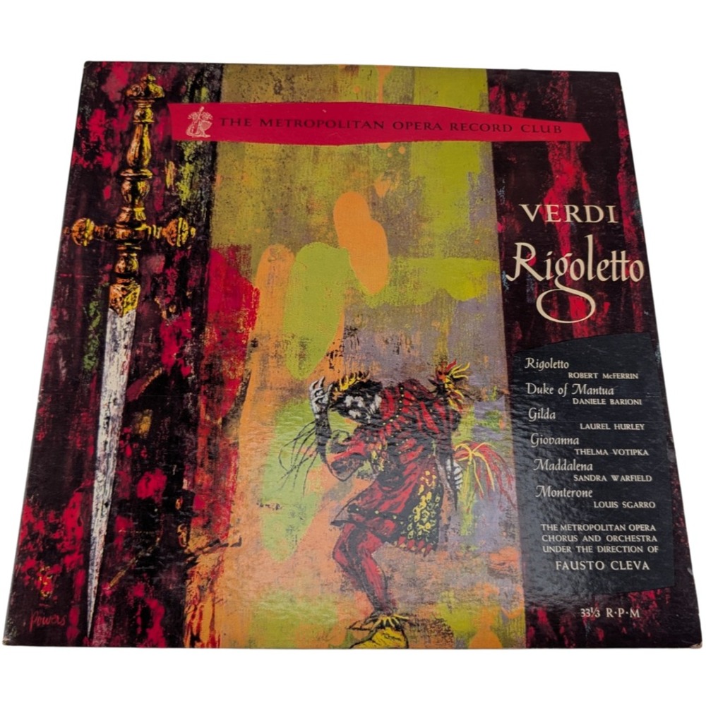 Verdi Rigoletto Metropolitan Opera Cleva 1956 Mono LP MO214 EX VG Libretto
